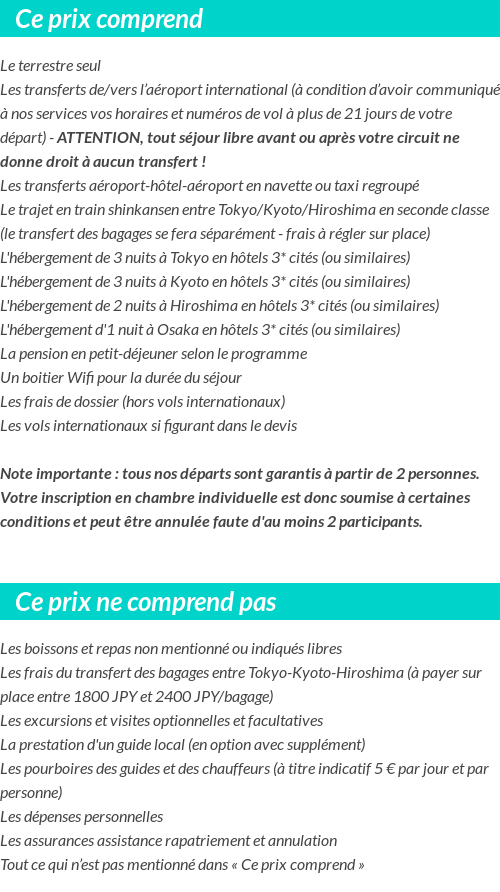 Conditions tarifaires