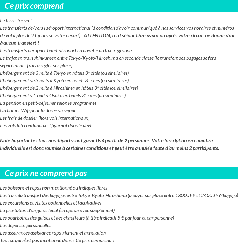 Conditions tarifaires