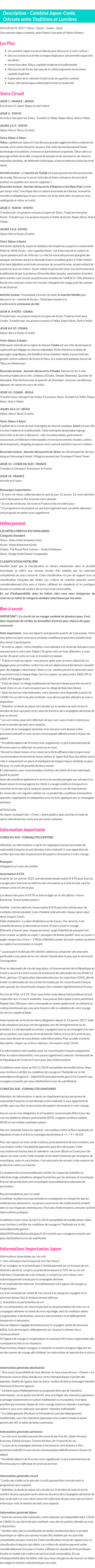 Détails du séjour