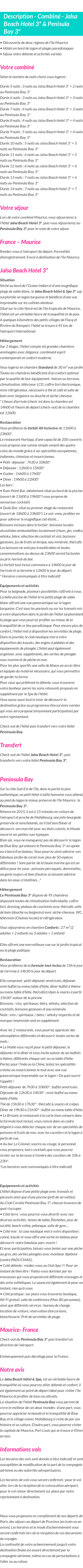 Détails du séjour