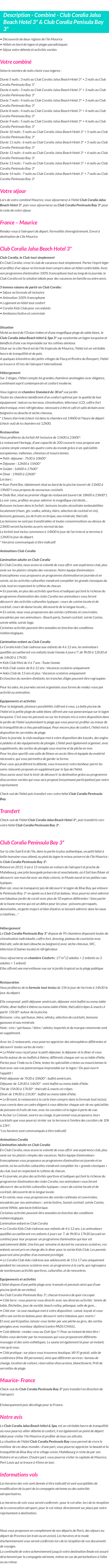 Détails du séjour