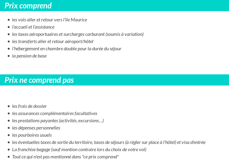 Conditions tarifaires