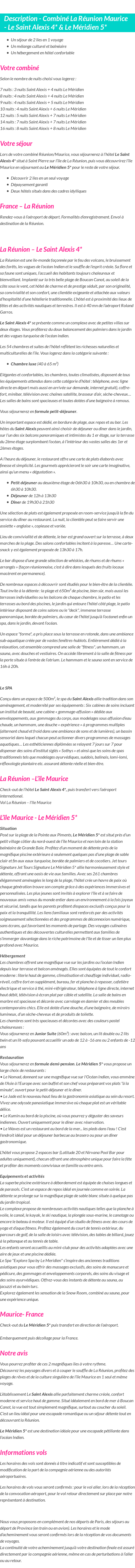 Détails du séjour