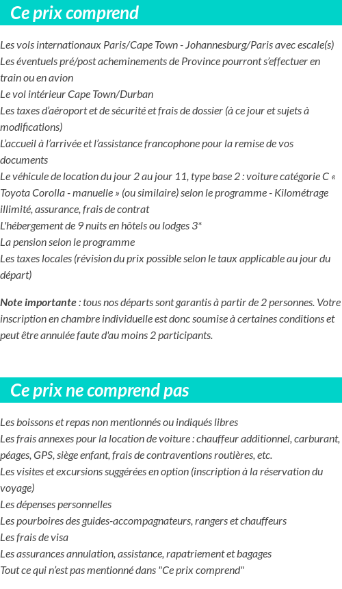 Conditions tarifaires