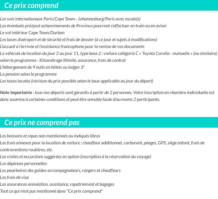 Conditions tarifaires