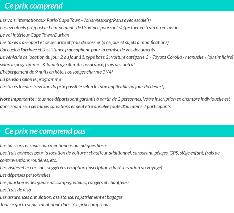 Conditions tarifaires