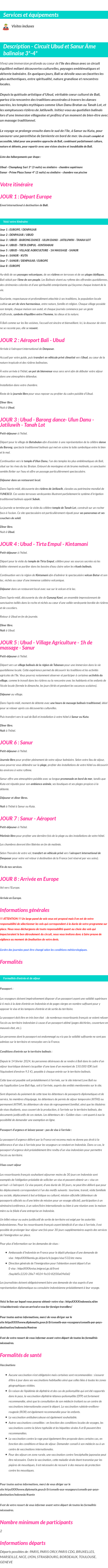 Détails du séjour