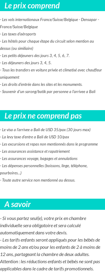 Conditions tarifaires