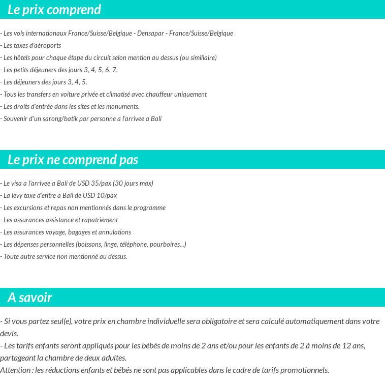 Conditions tarifaires