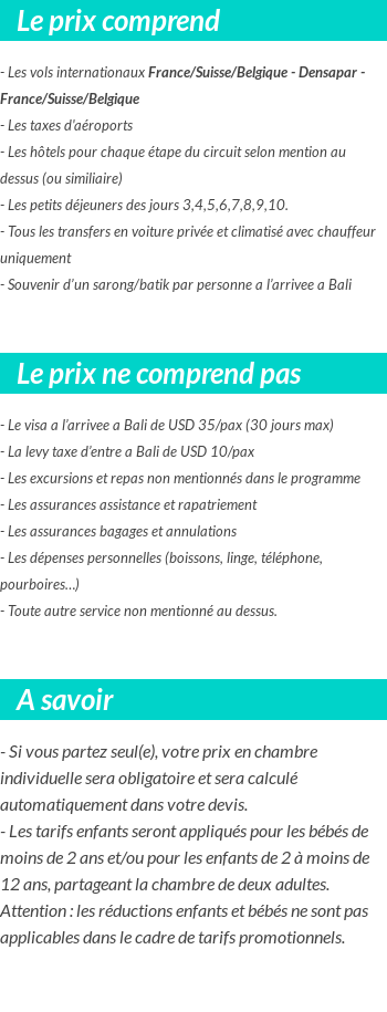 Conditions tarifaires
