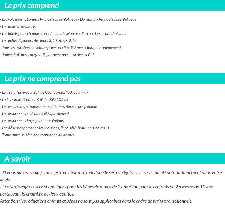 Conditions tarifaires