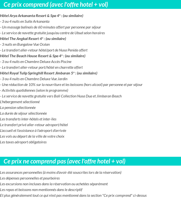 Conditions tarifaires