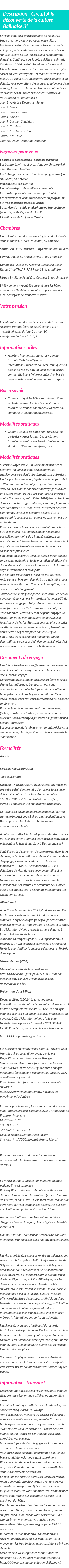 Détails du séjour