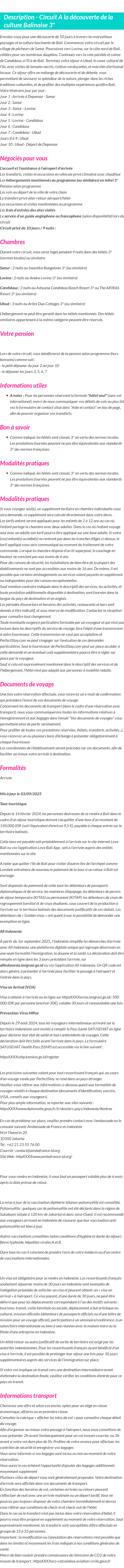 Détails du séjour