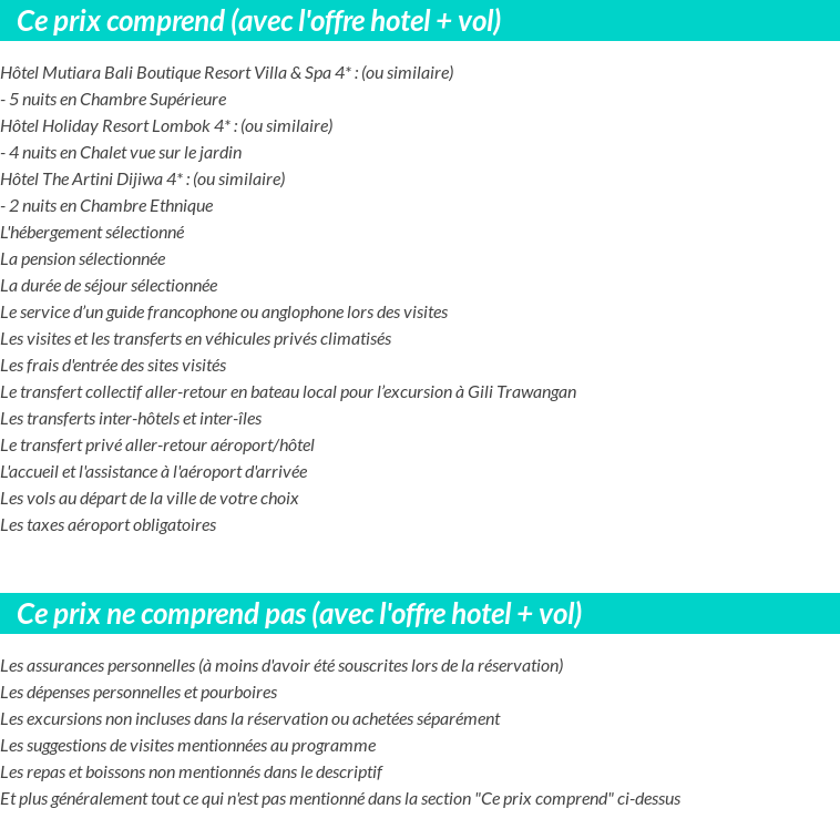 Conditions tarifaires
