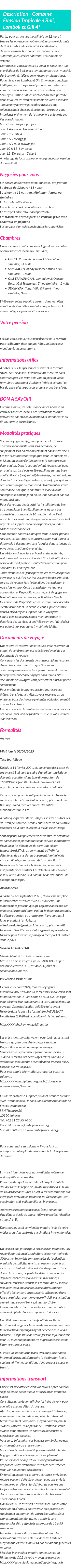 Détails du séjour