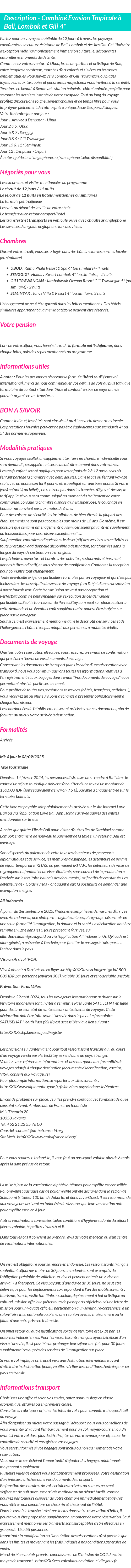 Détails du séjour