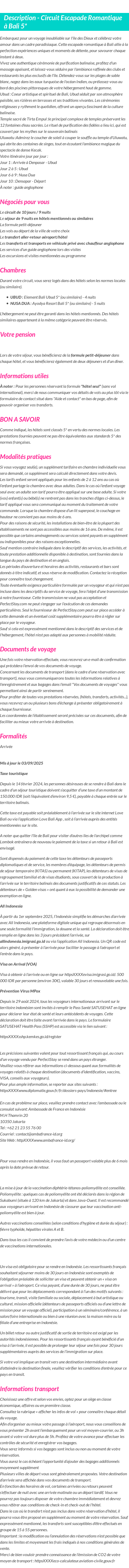 Détails du séjour
