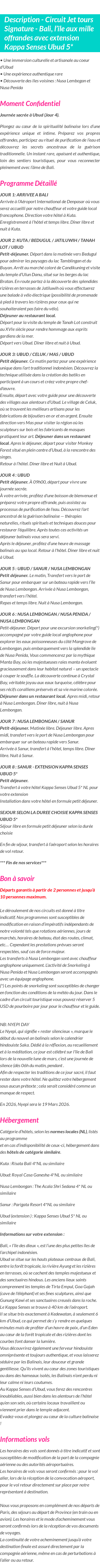 Détails du séjour