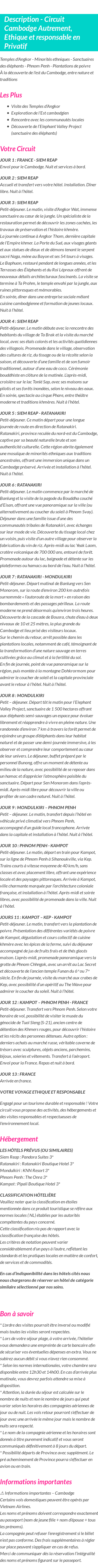 Détails du séjour