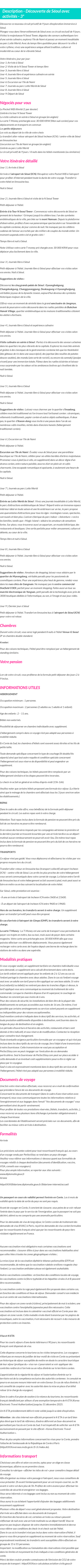 Détails du séjour