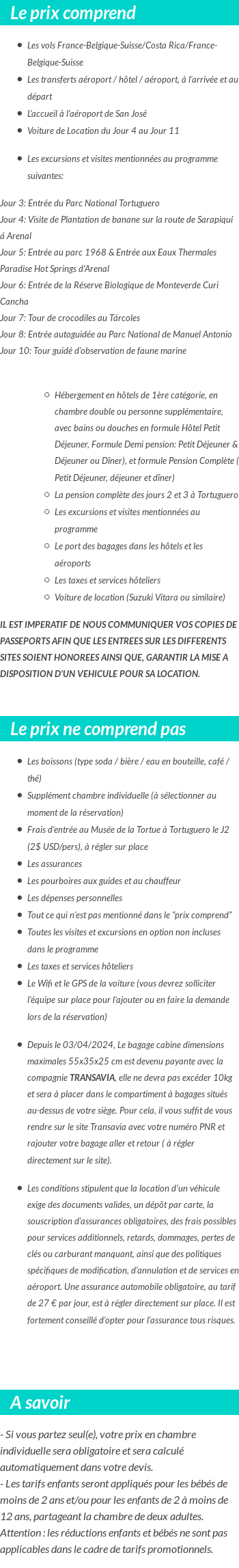 Conditions tarifaires