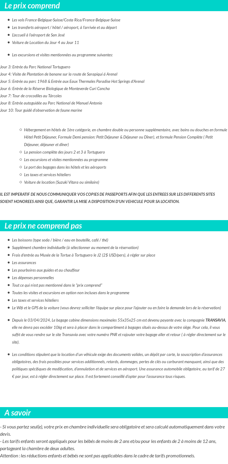 Conditions tarifaires