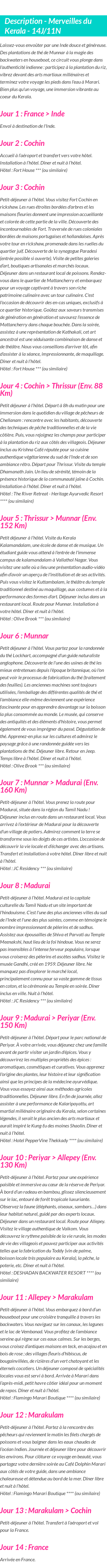 Détails du séjour