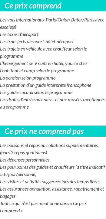 Conditions tarifaires