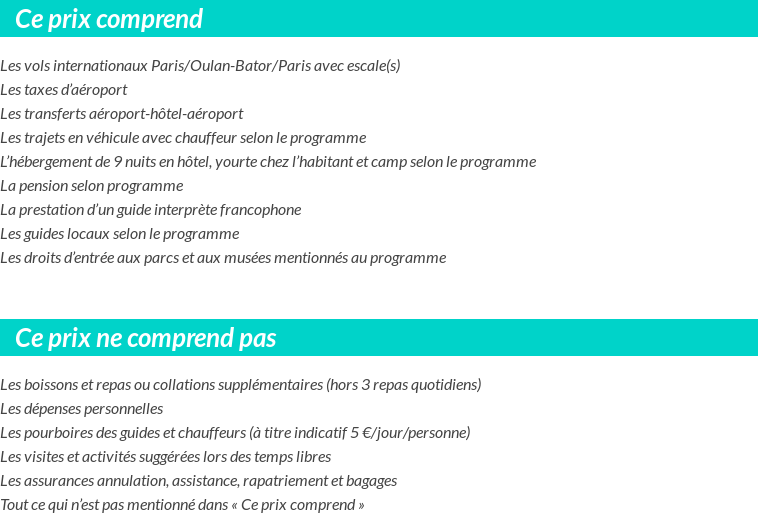 Conditions tarifaires
