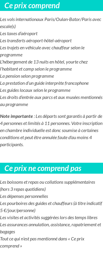 Conditions tarifaires