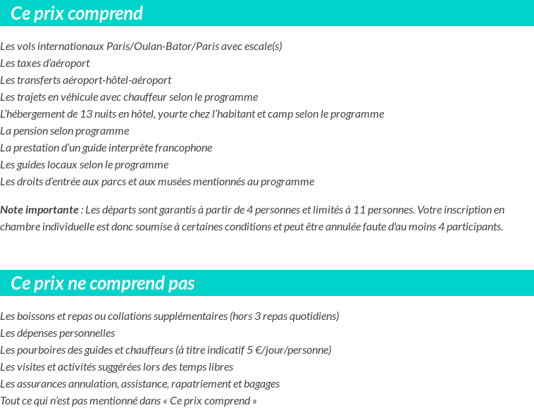 Conditions tarifaires