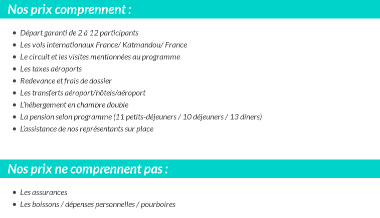 Conditions tarifaires