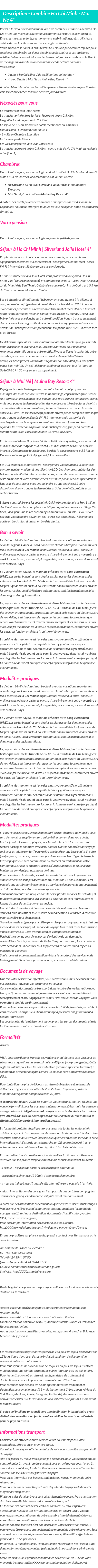 Détails du séjour