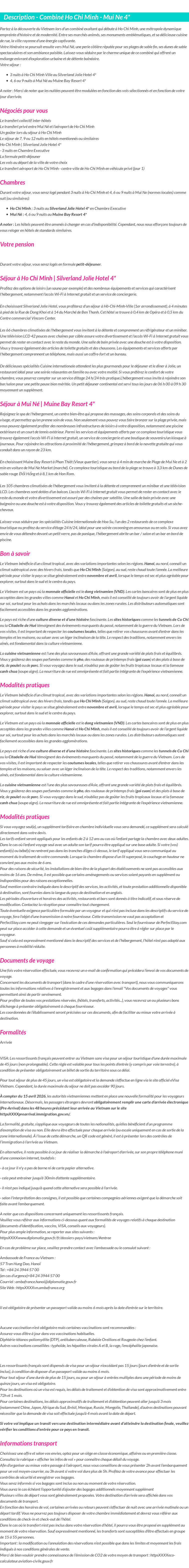 Détails du séjour