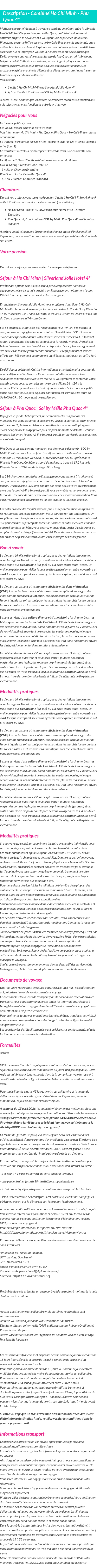 Détails du séjour