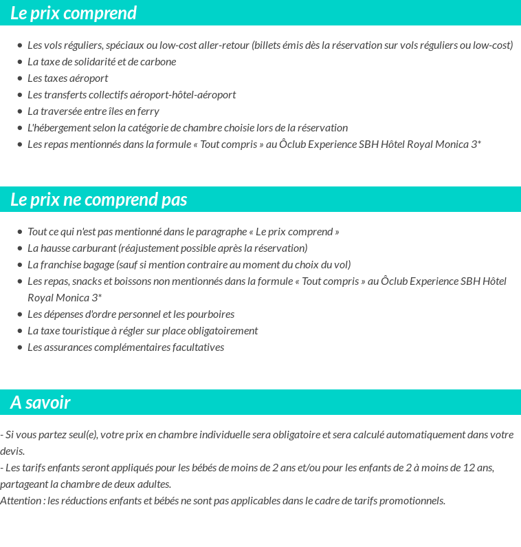 Conditions tarifaires