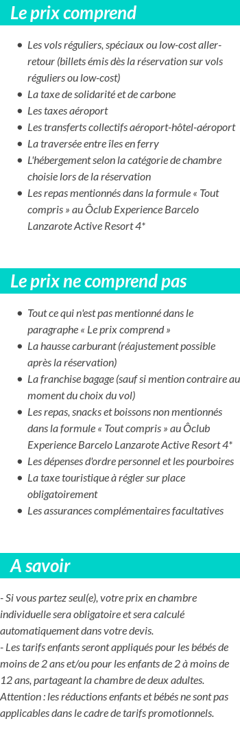 Conditions tarifaires