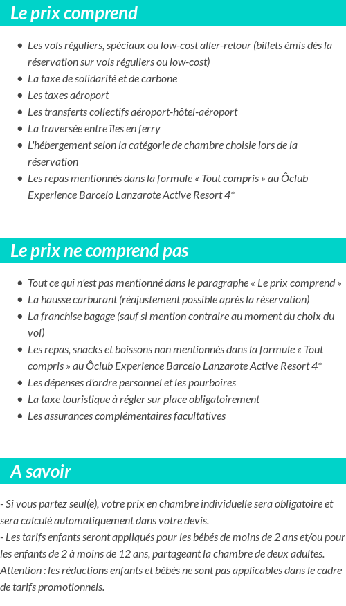Conditions tarifaires