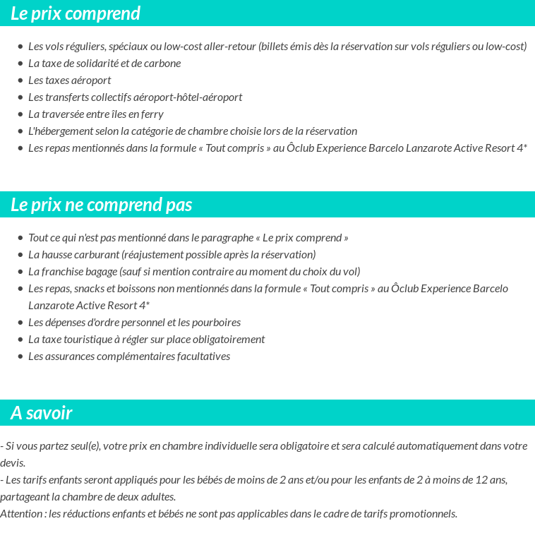 Conditions tarifaires
