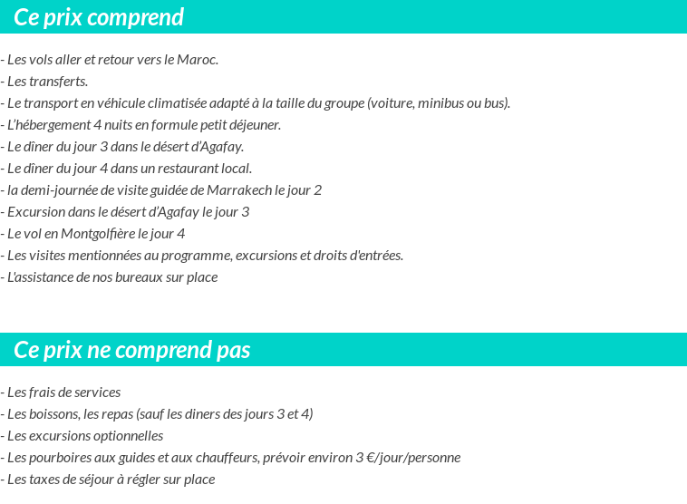 Conditions tarifaires