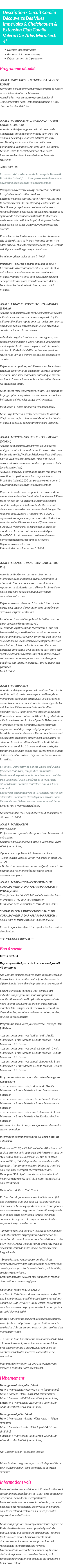 Détails du séjour