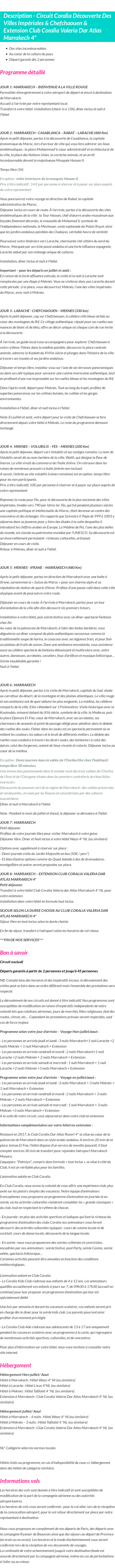 Détails du séjour
