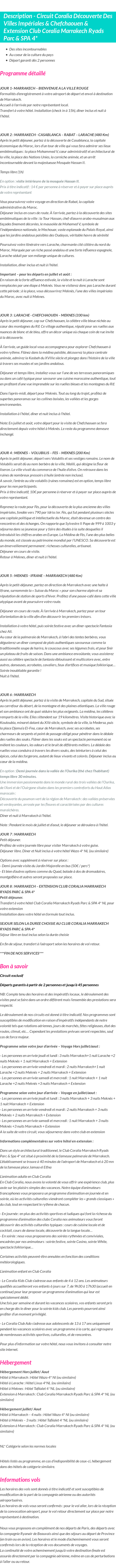 Détails du séjour