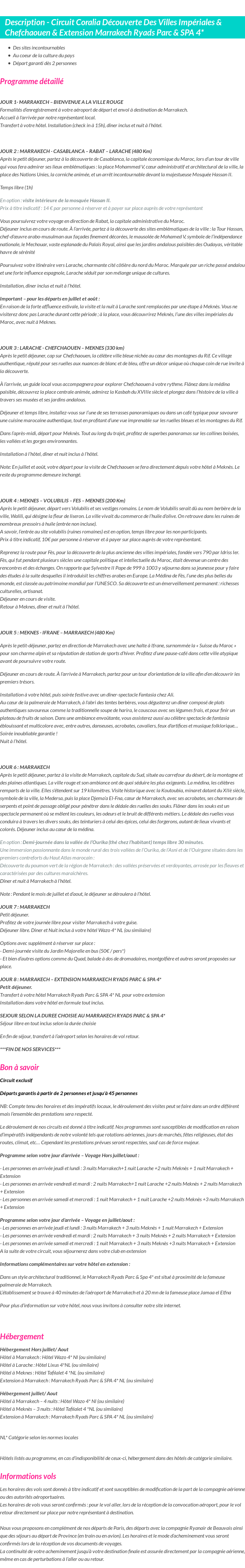 Détails du séjour