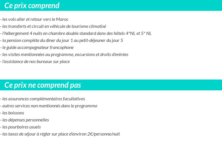 Conditions tarifaires