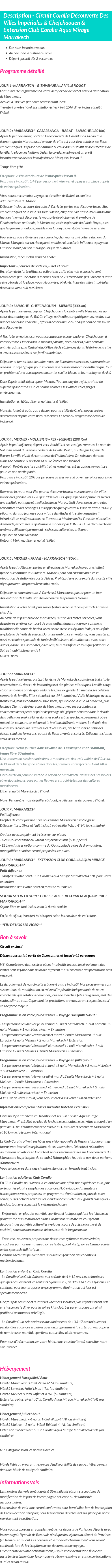 Détails du séjour