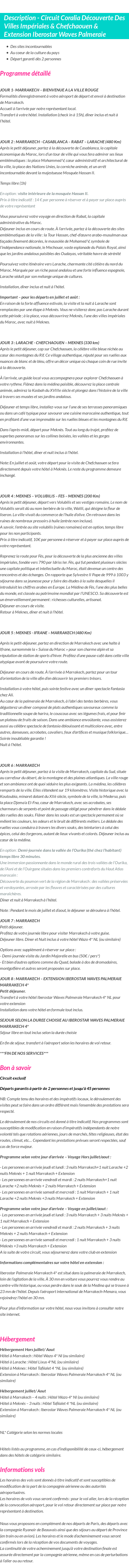 Détails du séjour