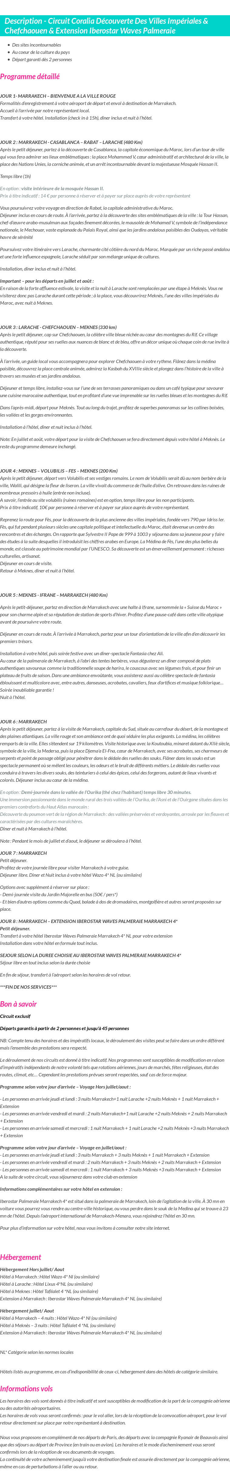 Détails du séjour