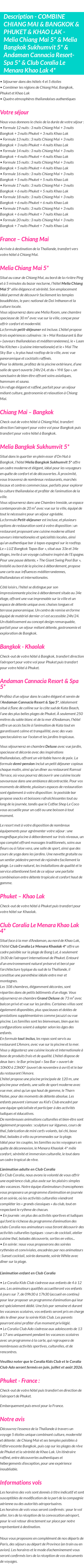 Détails du séjour